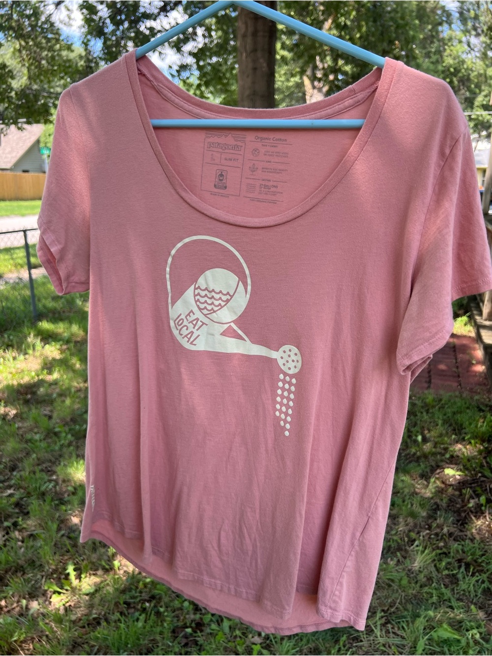 Patagonia Pink 'Eat Local' Short Sleeve Graphic Tee